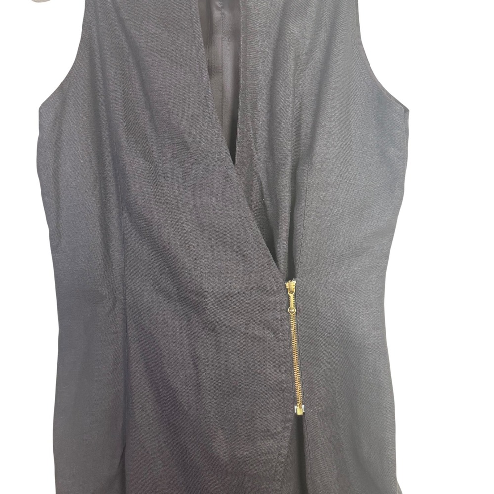 Finity 100% Linen Lined Sleeveless Black Dress Vintage - Picture 2 of 7
